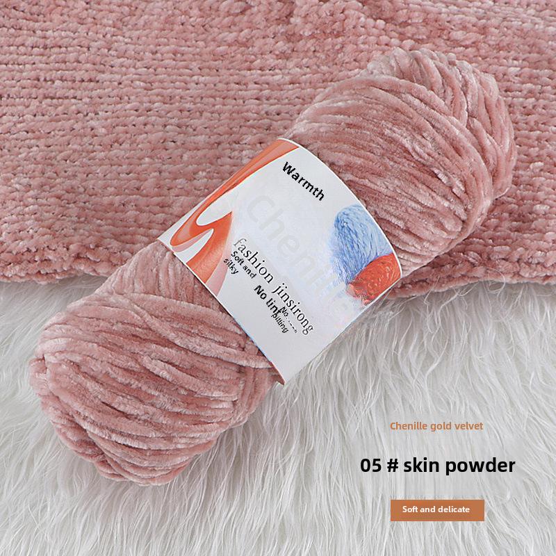 Вязаный шарф, шапка, тапочки крючком из золотистого бархата с шениллом, набор для самостоятельного вязания из кукольной шерсти