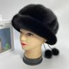 Модный бренд Женские норковые шапки с помпонами Маленькие поля Фетровые шляпы Черные Роскошные Женские Качественные 100% Натуральный мех Уличная Новая Снежная шапка