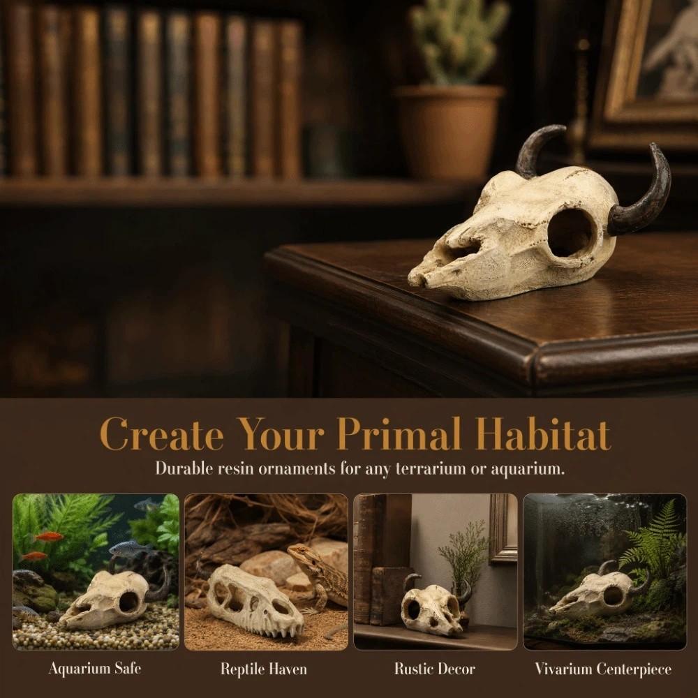 Creative 3D Skull Reptile Cave Hollow Out Reptile Climbing Shelter Aquariums Enthusiasts