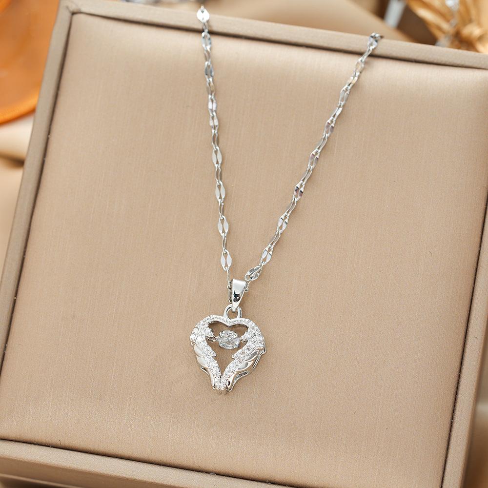 Titanium Steel Necklace For Women Elegant Simple Fashion Zircon Collarbone Chain Light Luxury Niche Jewelry
