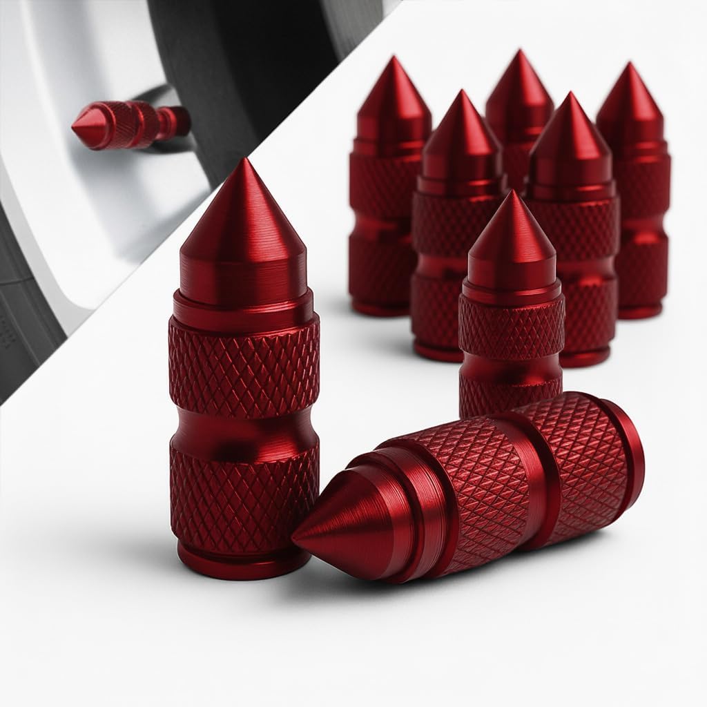 8PCS Spike Tire Valve Stem Caps, Aluminum Alloy Pointed Air Valve Covers, Universal Dustproof Car Wheel Valve Caps for Cars, Trucks, SUVs,