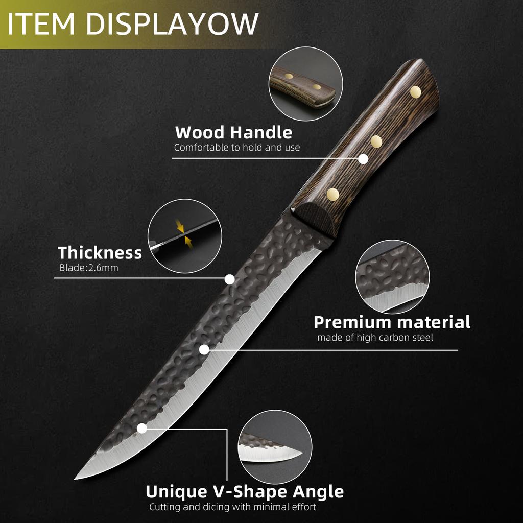 5-дюймовый кованый нож для обвалки мяса, нож для суши, нарезка, разделка, обвалка, кухонные ножи из высокоуглеродистой нержавеющей стали