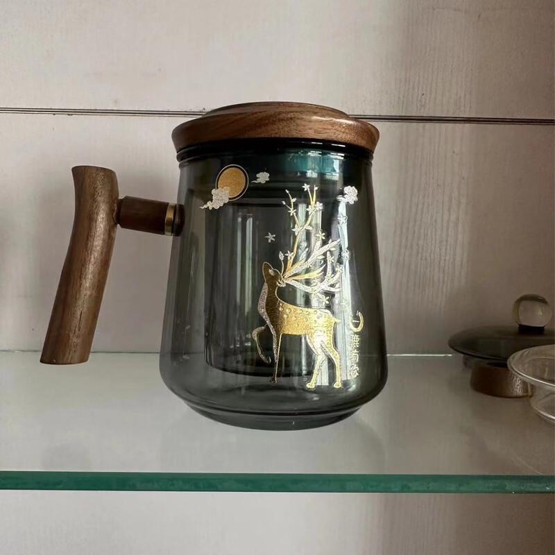 Chaxun Walnut Wood Handle Filter Glass Tea Brewing Set