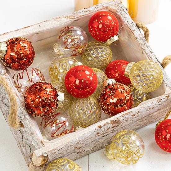 Yousheng 25 Pcs 2.36 Inch Christmas Ball Ornaments Glitter Sequin Plastic Ball Christmas Tree Hanging Decorations for Indoor Outdoor Holiday Decor
