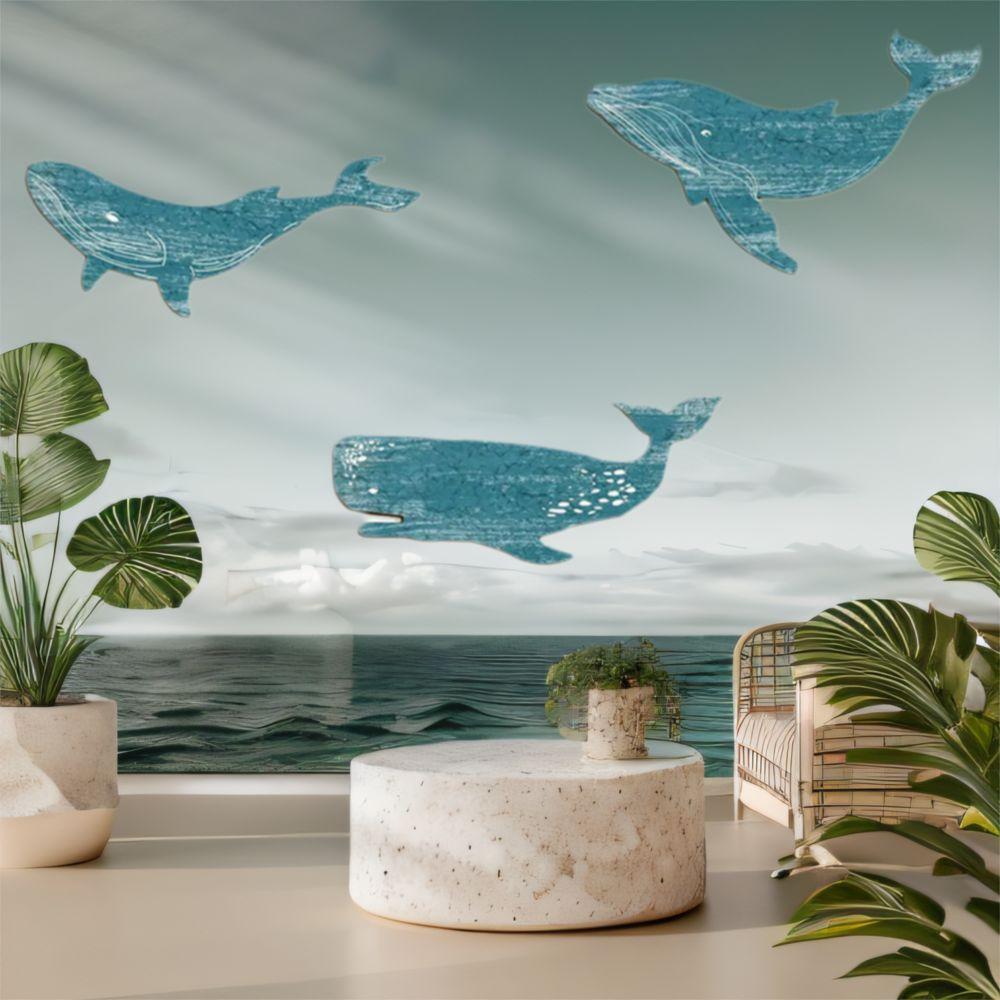 Wooden Whale Shark Wall Ornament Retro Ocean Animal Decoration Whale Signs Pendant  Cafe Bar