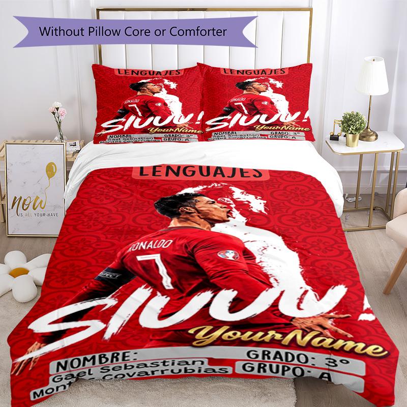 Cristiano Ronaldo 45 Customize your name Bedding Set Breathable Duvet Cover with Pillowcases Home Decoration Birthday Gift