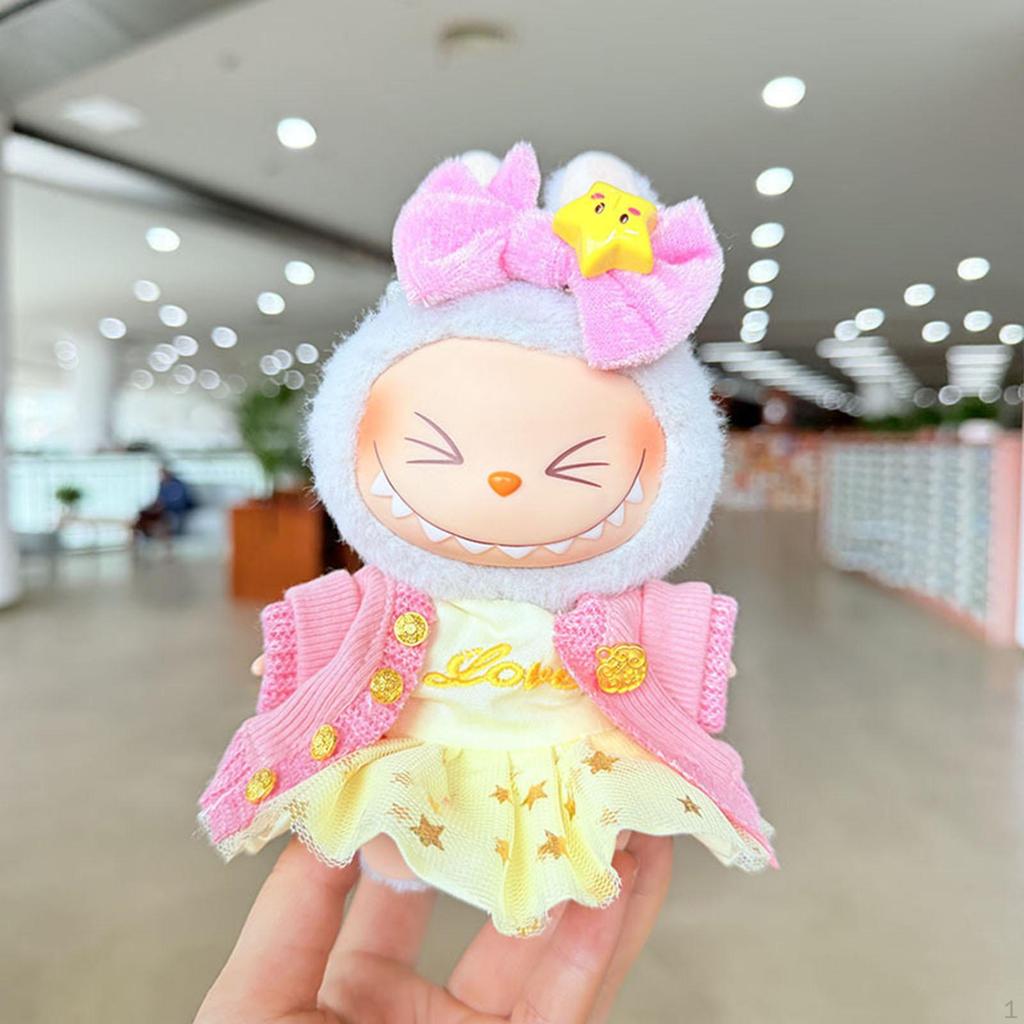 17cm Doll Dress Cute Clothing with Hair Accessory Knitting Sweater Scene Photo Prop