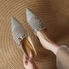 Hollow Bag Head Cool Slippers Women's 2025 New Summer Outer Wear Flat-bottomed Woven Muller Half Slippers Breathable Mesh Shoes