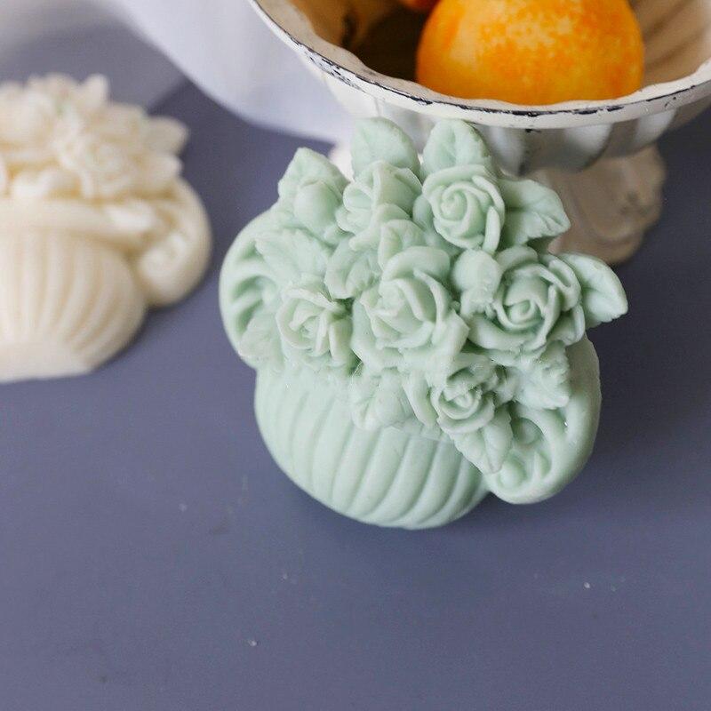 Корзина с цветами розы, цветок розы, ароматерапевтический пластырь, свеча, шоколадный цветок, украшение для выпечки в горшке, силиконовая форма