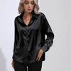 Elegant Ladies Satin Imitation Silk Long Sleeve Shirts Autumn/Winter Solid Office Lady Lapel Button Blouses Women Clothing