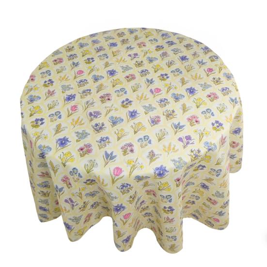 Скатерть Сезонная Летняя Акварельный Цветочный Принт Круглая Водоотталкивающая Несминаемая Накладка на Стол Домашний Декор