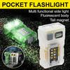 Pocket Small LED Flashlight Rechargeable Fluorescence Torch with Tail Magnet & COB Emergency Light for Camping Hiking Fishing