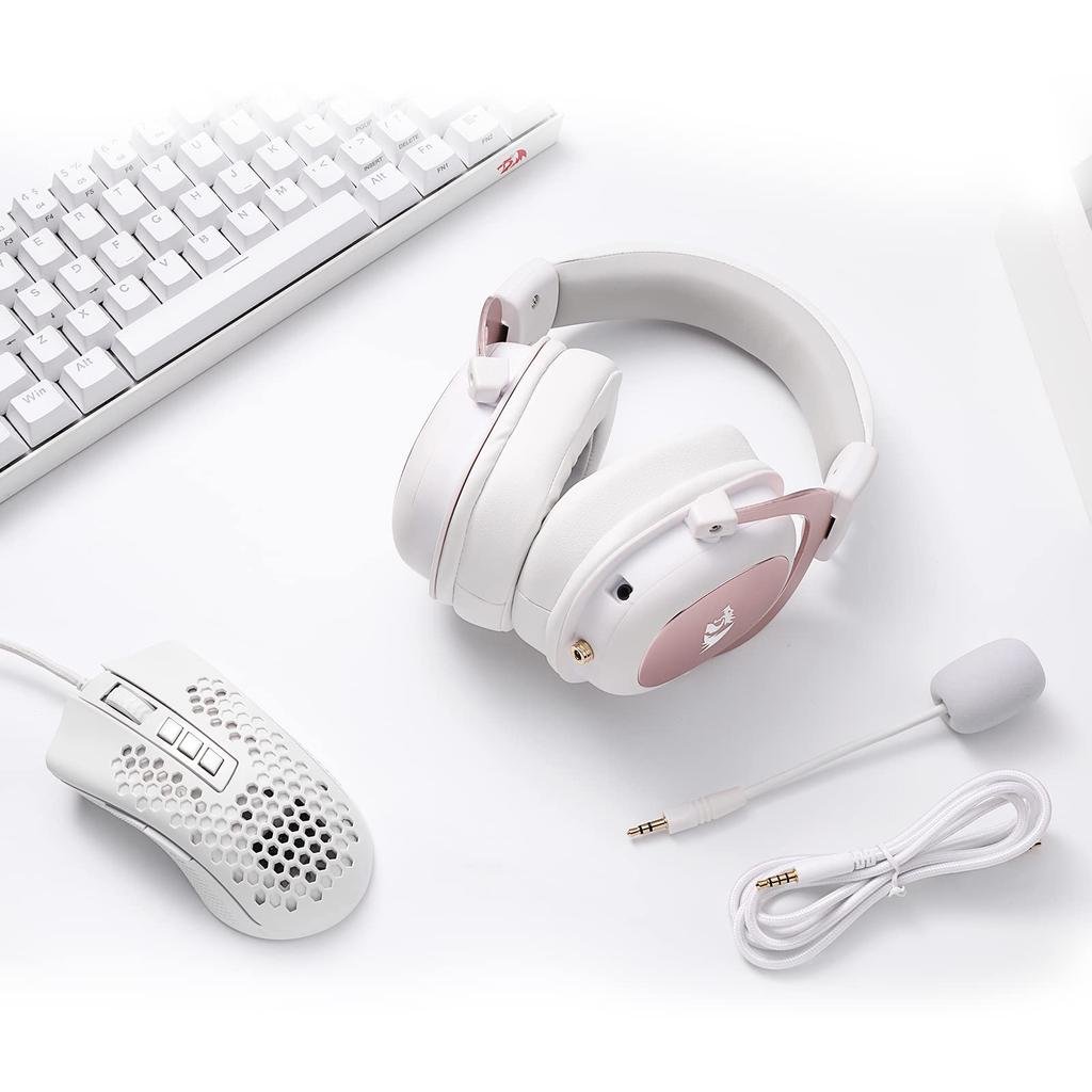 Redragon H510 Zeus White Проводная игровая гарнитура Объемный звук Амбушюры из пеноматериала с эффектом памяти 53MM Драйверы Съемный микрофон Мультиплатформенная для Xbox NS - 7.1 -