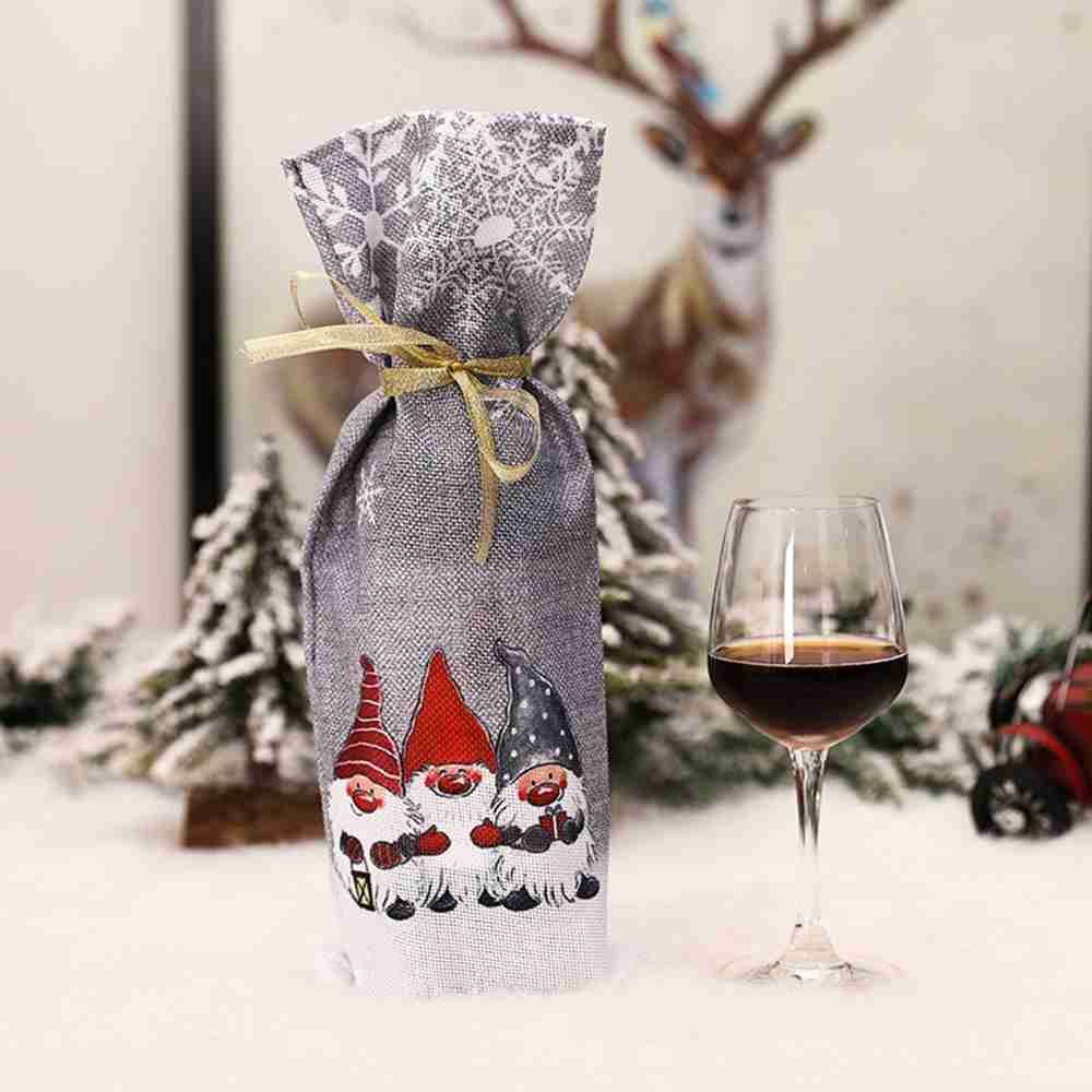 Dinner Party Table Decor Snowman Santa Claus Christmas Ornaments Bottle Dress Up Wine Bottle Cover