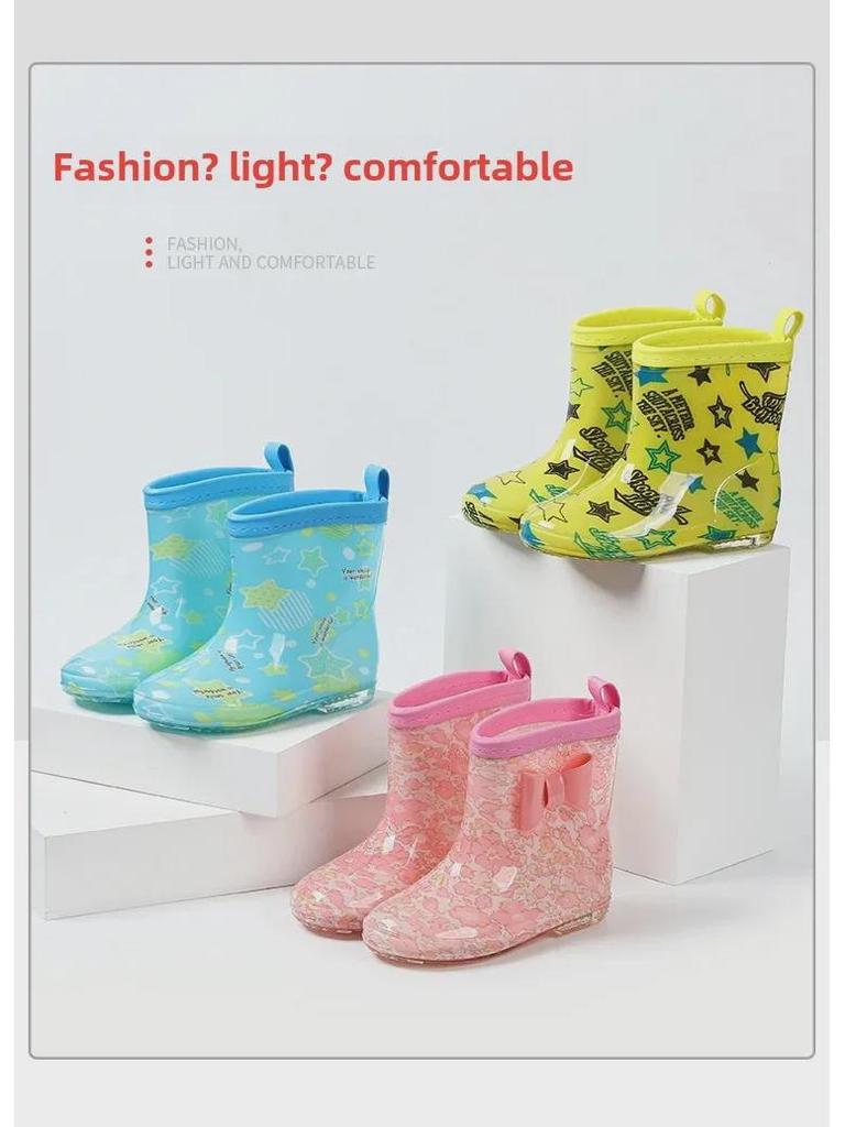 Star-Chasing Children's Floral Rain Boots for Boys and Girls - Princess Water Shoes