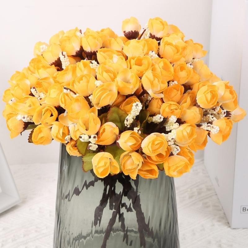 10 шт., искусственный бутон розы, мини-маленький бутон розы, 15 головок/пучок, шелковые искусственные цветы для DIY, свадьбы, дома, рождественский декор, цветочные подарки, реквизит для фотографий