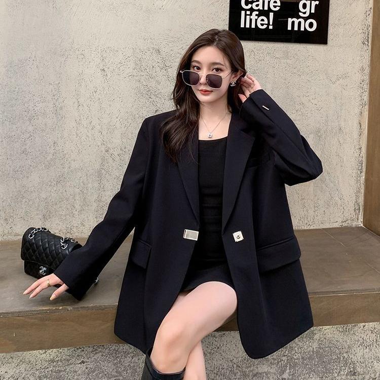 Костюм с разрезом на спине, черный пиджак и куртка для женщин с весенне-осенним дизайнерским темпераментом