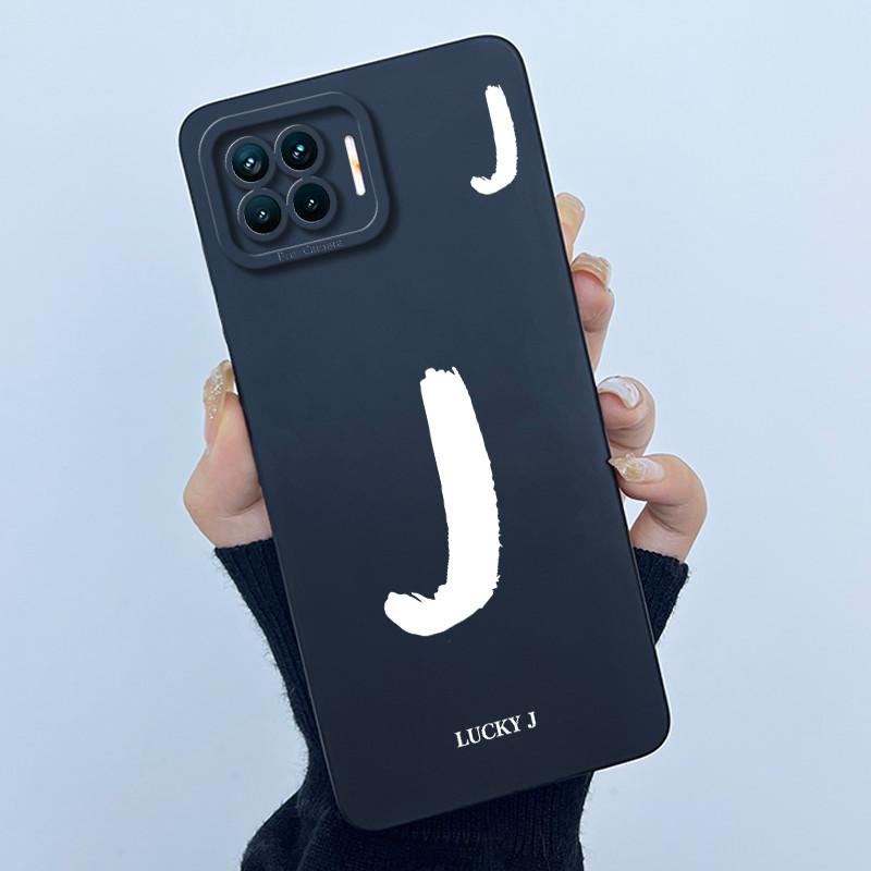 For OPPO F17 Oppo F17 Pro Case Oppo A73 A93 Reno 4F Back Cover TPU Silicon Lucky Initial Letter Couples Phone Bumper Soft Case