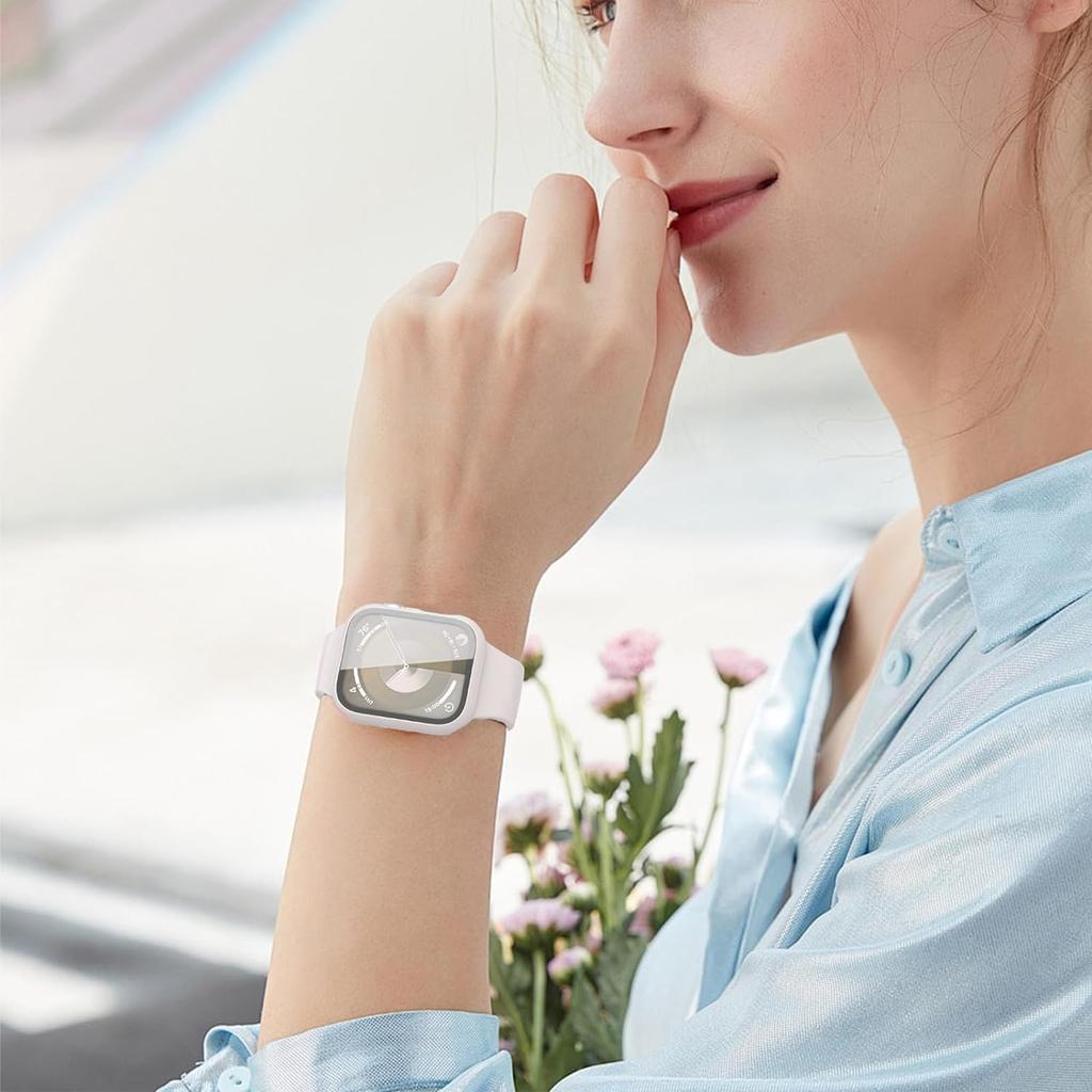 Чехол + Ремешки Для Apple Watch band 44мм 45мм 40мм 46мм 41мм 42мм 49мм Спортивный Силиконовый Браслет iWatch series 10 8 7 se 9 ultra 2