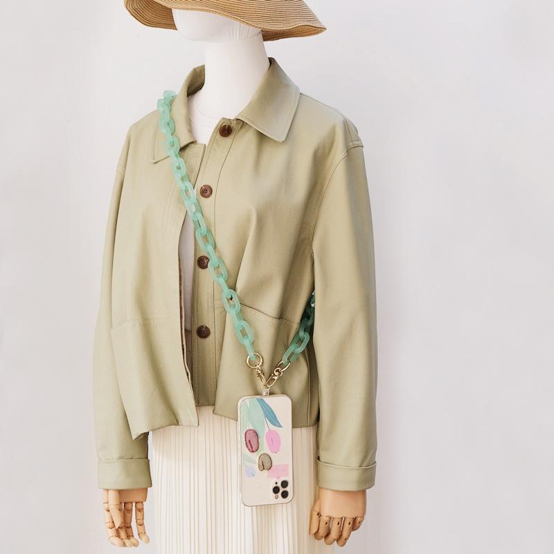 Новый аксессуар для цепочки для телефона Съемные детали Неоновые конфеты Матовый чехол через плечо из смолы Роскошный ремешок для телефона Цепи Акриловый ремешок на плечо Подвесная цепочка