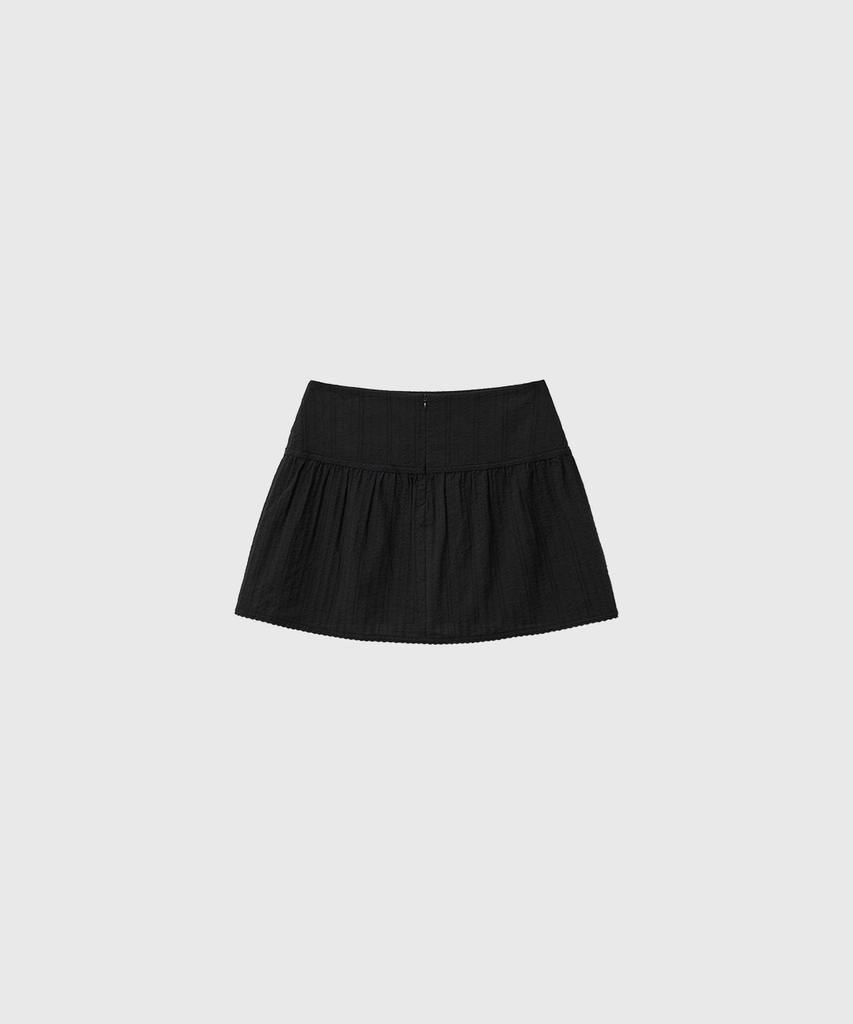 General Idea Lace Shirred Mini Skirt [Black] / Gf2Lsk516