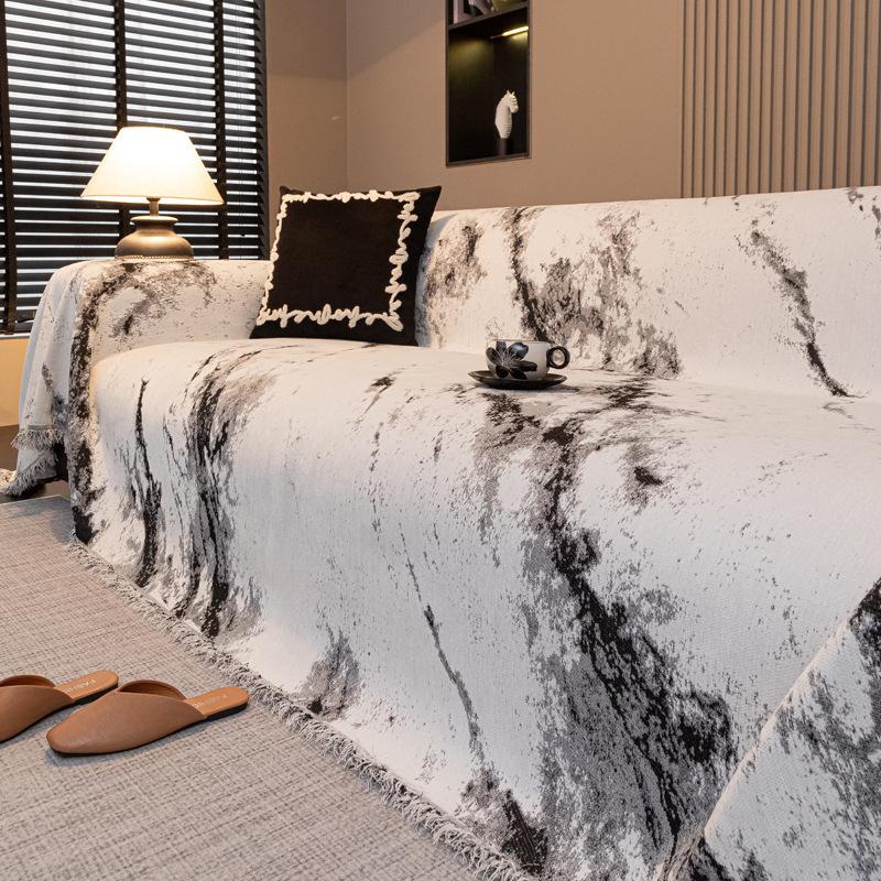 American High End Sofa Towel Gradient Halo Dyeing Block Chenille Settee Cover Four Season Universal Anti Cat Scratch Couch Mat