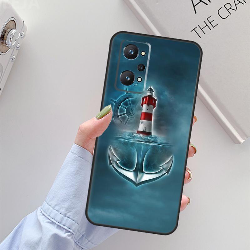 Stripes Anchor Boat Ship For Realme C67 C61 C75 C55 C53 C51 C21Y C25S GT 6 6T 5 GT7 Pro 10 11 12 13 14 Pro Plus Case