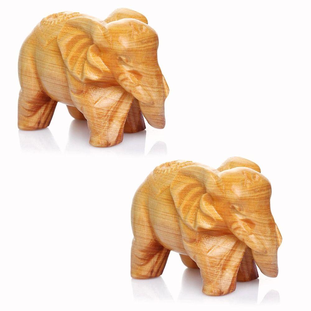 Car Ornament Wooden Craft Wood Elephant Figurines Mini Animals Statue Chakra Healing Lucky Charm