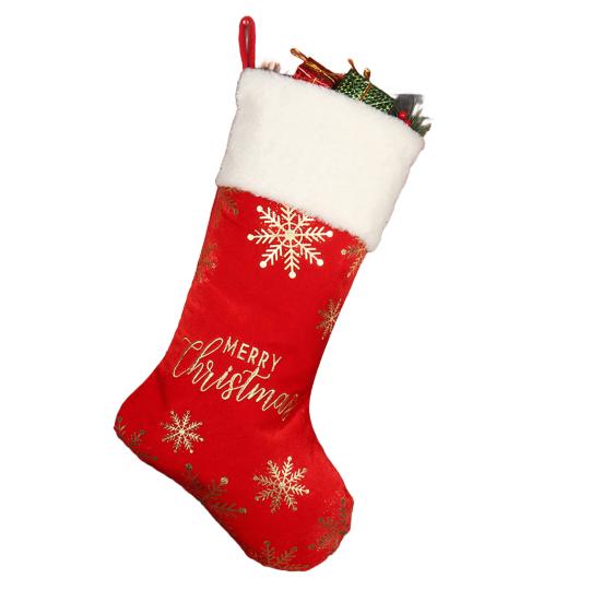 Christmas Stocking 19" Large Xmas Stocking with Plush Faux Fur Cuff for Stairs Fireplace Hanging Holiday Home Decor