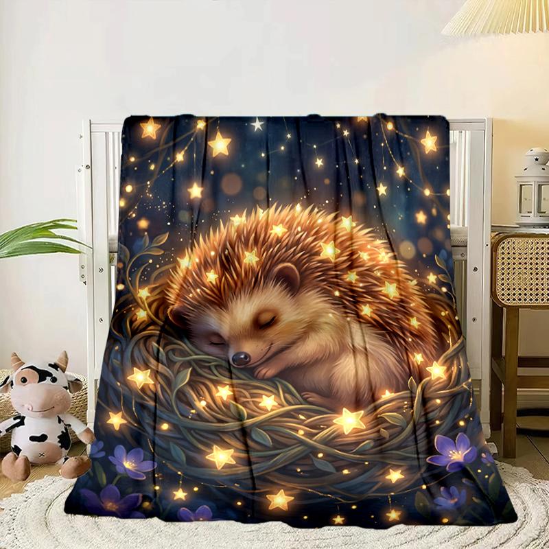 Autumnal Hedgehog Family Blanket Flannel Blanket Throw Blanket Sofa Cover Blanket Soft Premium Blanket Picnic Blanket Tv Blanket Gifts