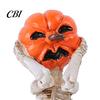Resin Pumpkin Decor 3 Pcs Halloween Skeleton Statue, Hear See Speak No Evil Head Distressed Craft Figurine, Spooky Skull Ornament for Mantel,