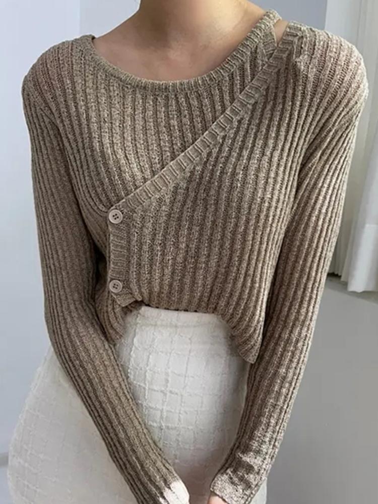 Женский свитер ранней осени, тонкий трикотажный модный свитер в стиле вестерн с пряжкой, ажурным дизайном, дышащая рубашка с длинным рукавом, защита от солнца...