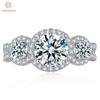 Romantic 100% 925 Sterling Silver Round Cut 7MM 1.25CT 3EX VVS1 D Color Real Moissanite Diamonds Ring For Women Wedding Engagement Jewelry