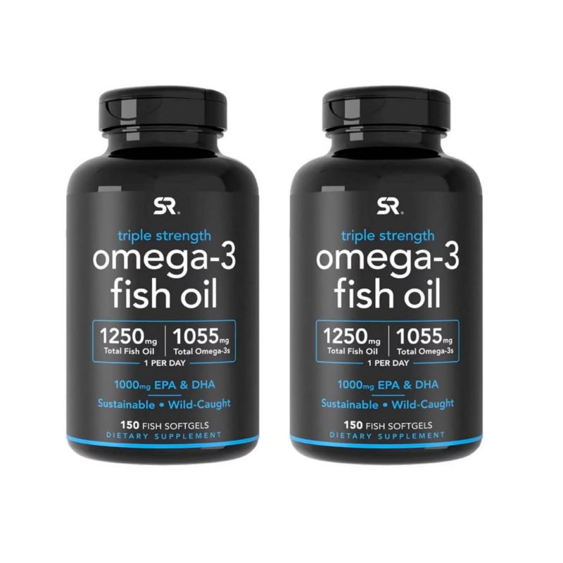 Капсулы с рыбьим жиром Омега-3 тройной концентрации 150 таблеток x 2 1055 мг Рыбный запах