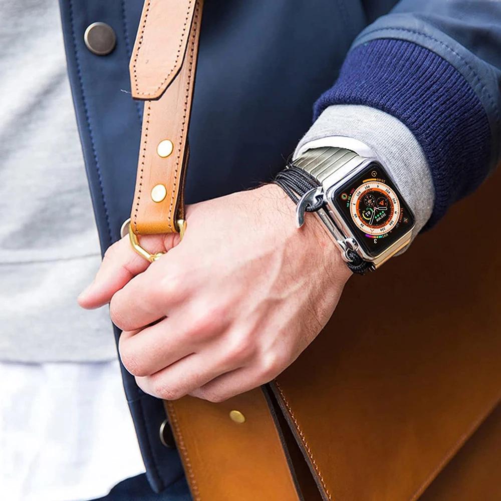 Ремешок из нержавеющей стали титанового цвета для Apple Watch Series 10 46 мм, роскошный браслет Band Link IWatch Ultra2 49 мм 45 мм 44 мм 42 мм 9 8 7 6 SE 5