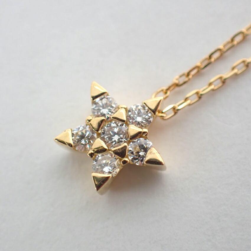 [Использовано] Звездные украшения/Звездные украшения K18 Бриллиантовая звезда Ожерелье/Подвеска/g430-24