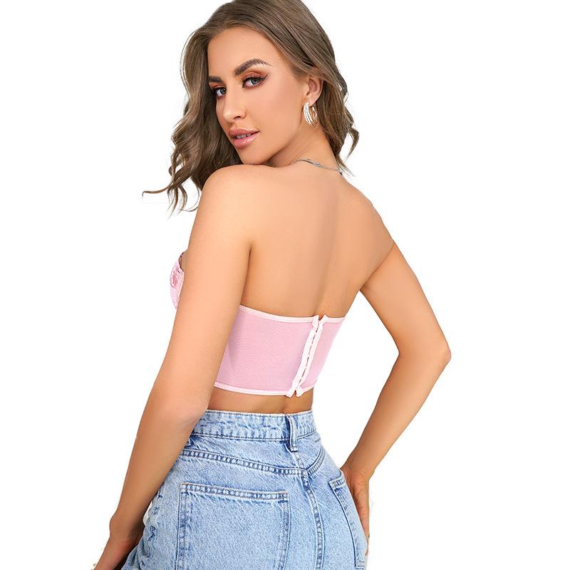 Сексуальный женский кружевной корсет без бретелек без рукавов, уличная одежда Y2k, укороченный топ без рукавов