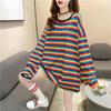 Women Autumn Fashion Long Sleeve Rainbow Stripes Under The Shirt