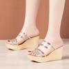 8cm Small Size 32-43 Comfortable Thick Bottom Clear Slippers Platform Wedges Shoes 2025 Summer High Heels Slides Office Beach