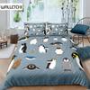 Penguin Duvet Cover Set Antarctic Animals Bedding Set for Kids Boys Girls Cartoon Style King Size Winter Theme Comforter Cover