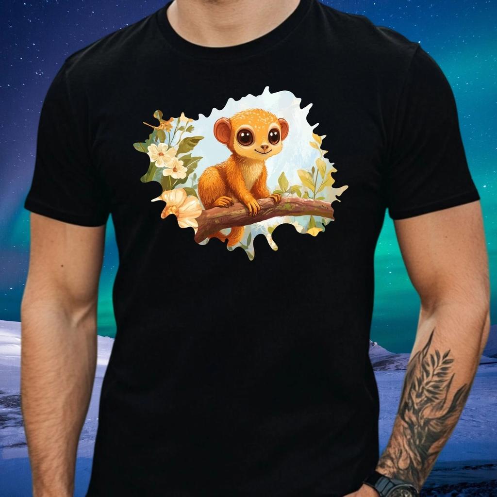 T-Shirt Herren Kinkajou Tier auf Blumenfeld Motiv Baumwolle Größe XS bis 5XL