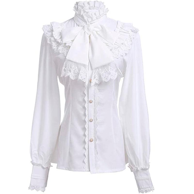 Pirate Blouse Ruffled Shirt Womens White Long Sleeve Victorian Blouse Womens Gothic Lolita Shirt