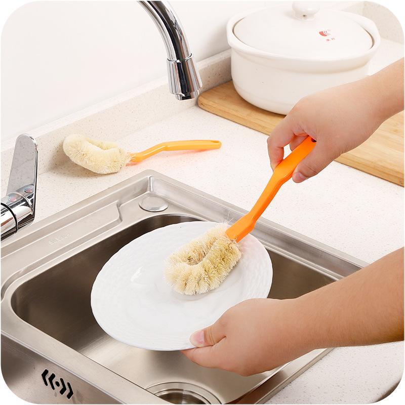 Hemp Fiber Long Handle Dishwashing Brush Kitchen Dishwashing Degreasing Cleaning Brush Rust Decontamination Cleaning Brush Pot Brush Pot Brush