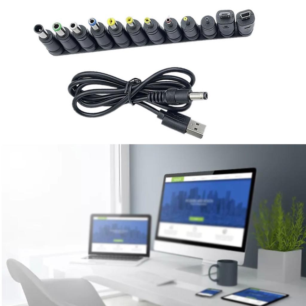 Кабель для зарядки USB на DC5.5x2.1мм 5В Универсальный кабель питания с 12 переходниками для различных электронных устройств