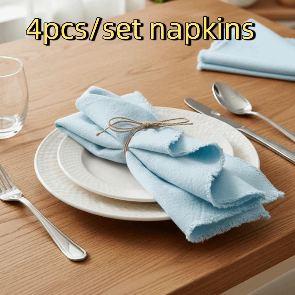 4PCS Eco-Friendly Cloth Napkins Soft Tea Towel Minimalist Placemats Wedding Decor