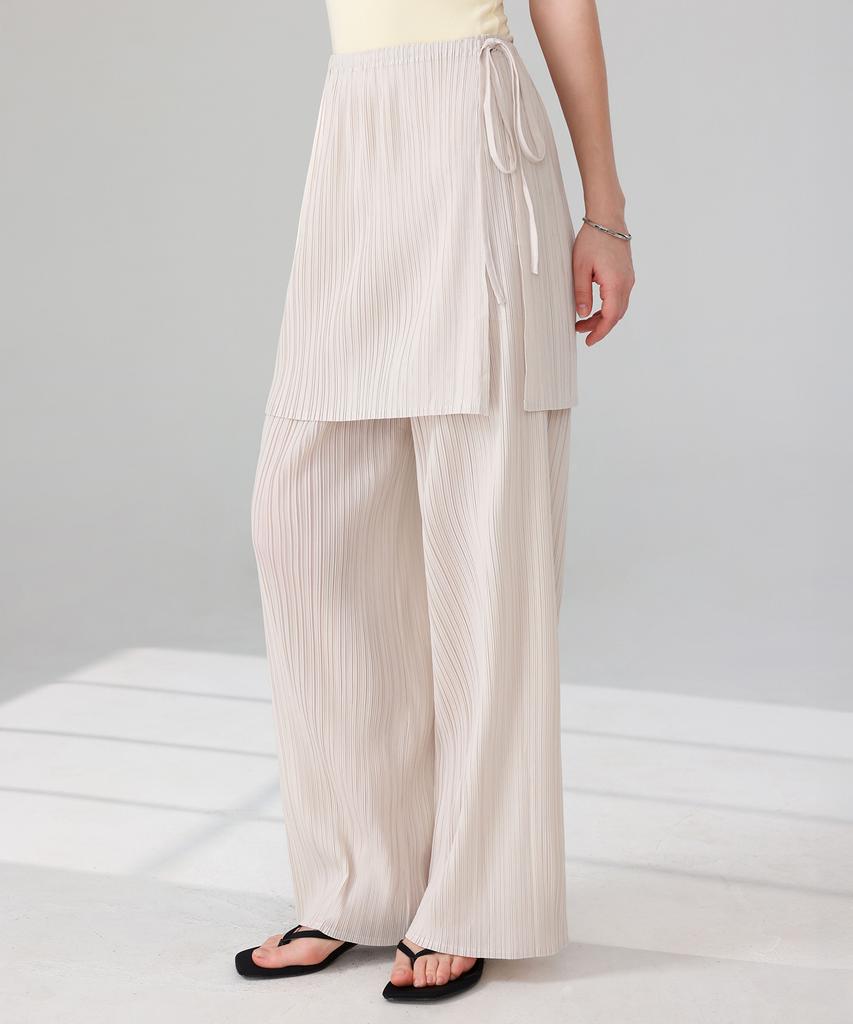 PLEATSMOOD Sini Pleats Layered Wrap Skirt & Pants Set