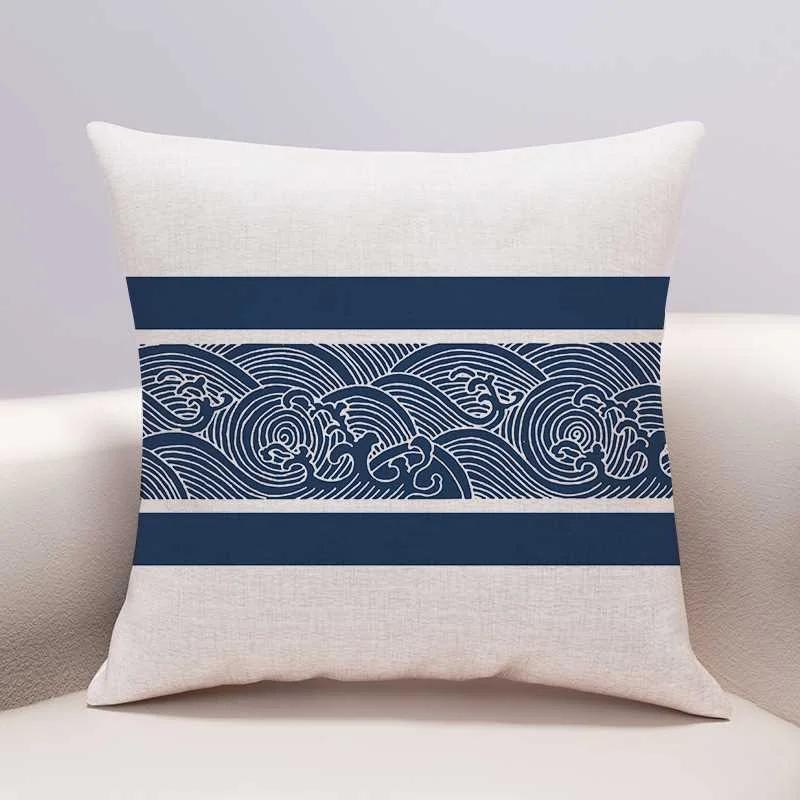 Chinese Wave Pillowcase Sofa Living Room Cushion Cover Bedhead Bedroom Pillow Cover Home Decoration
