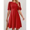 Women's Dress  Elegant Solid Color Casual Round Neck Puffy Sleeve Dress