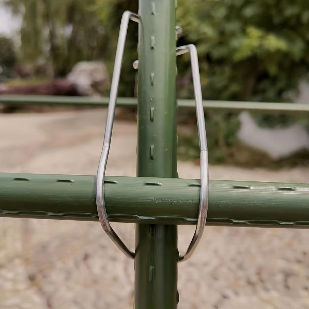 10pcs, Garden Climbing Vine Covered Plastic Steel Pipe Fittings Fixed Buckle Support Pillar Connection Buckle Spring Buckle Home Planting Wire Buckle