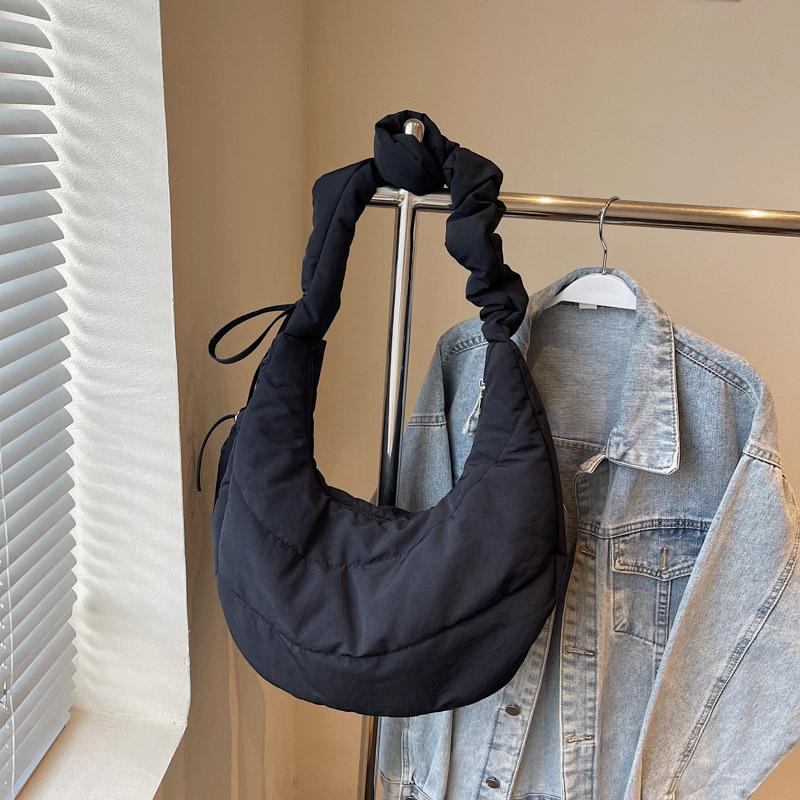 Нейлоновая ткань пуховая хлопковая сумка для одежды женская осенне-зимняя повседневная плиссированная на плечо большая вместимость для поездок на работу сумка-мессенджер тоут